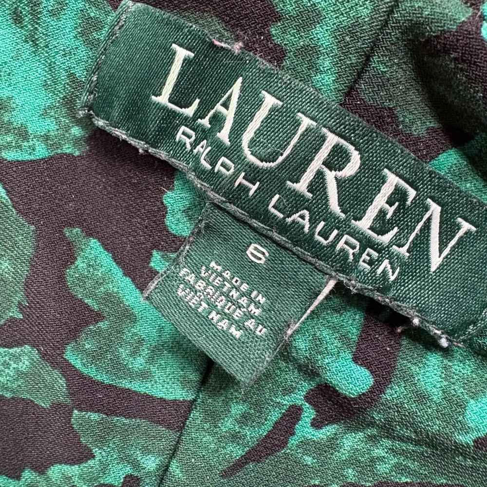 Ralph Lauren Stretch Bodycon Ruched Scoop Black Teal Floral Sheath Midi Dress - Picture 9 of 11